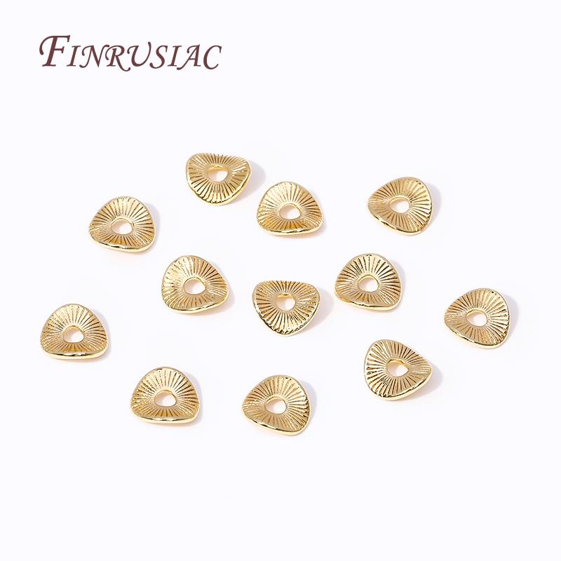 18K Gold Plated Brass Round Curved Brushed Disks Spacer Beads Jewelry Making Supplies DIY Necklace Bracelets Accessories