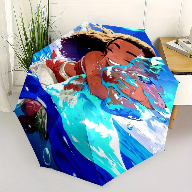 

Moana Inspired Ocean Waves Automatic Open/CloseUmbrella-CuteUmbrella with Cute Design, Portable 3-Fold Compact Umbrella for Men & Women, Val