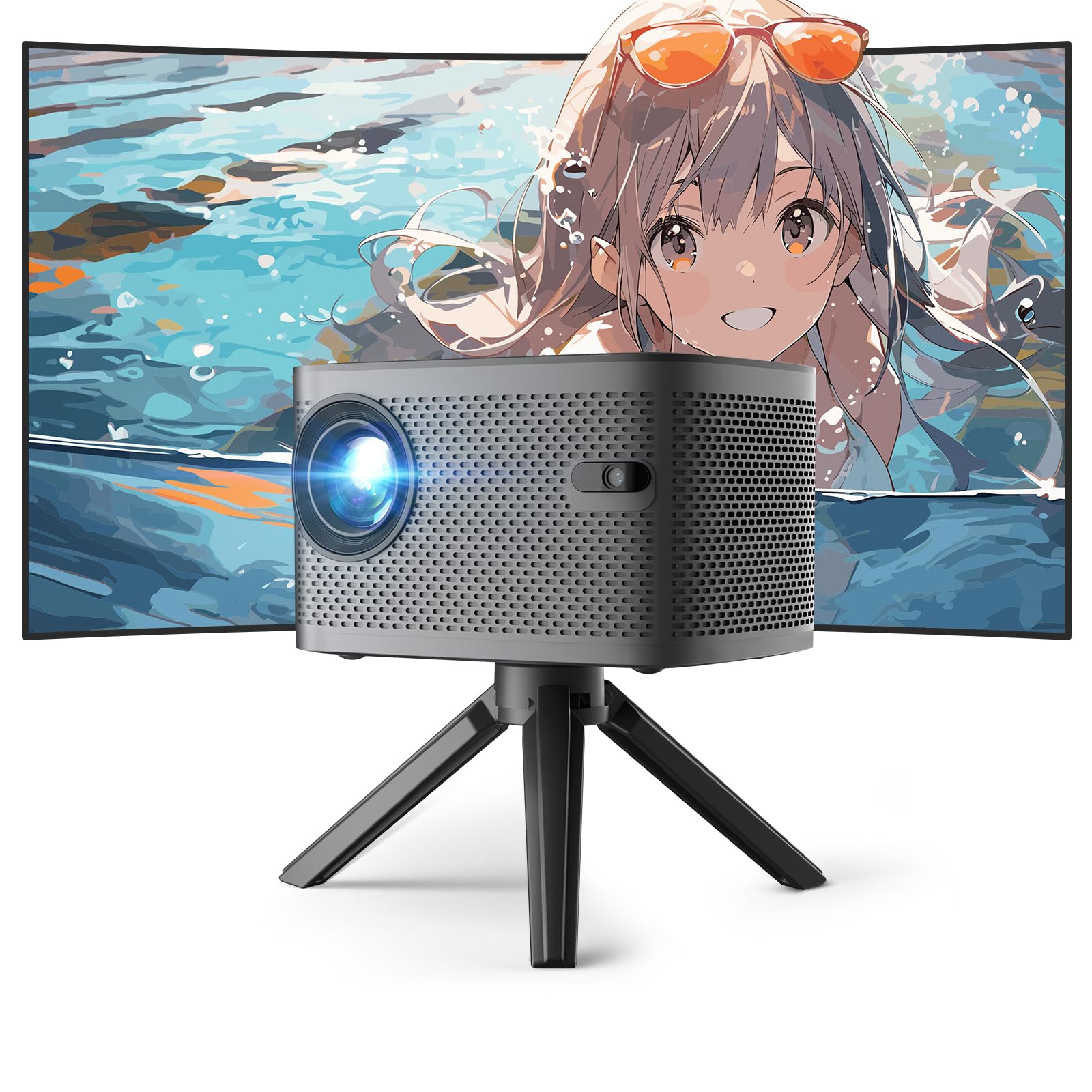 

in Projector Small Size for Home Use 18000L with Tabletop Tripod Electric Keystone Range Projection Home Theater Mini Projector Large Screen Portable чорний