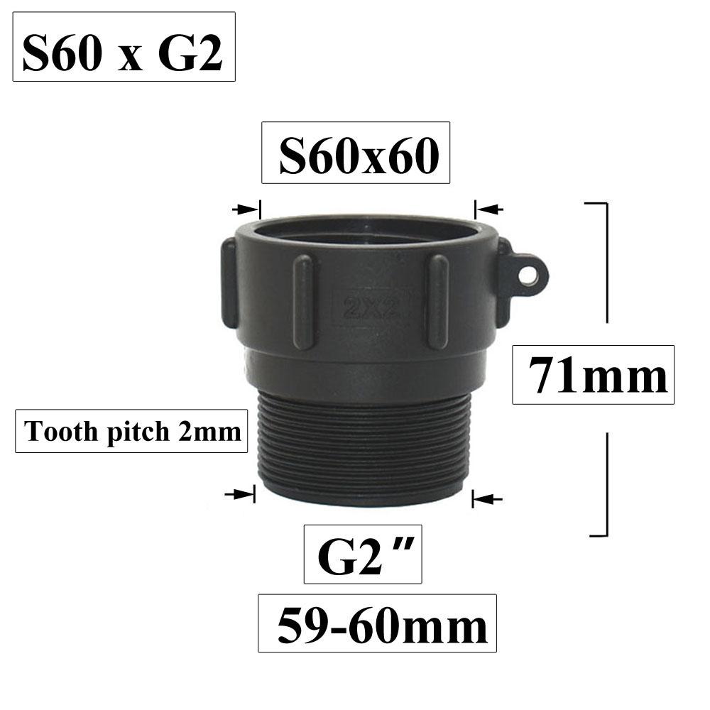 S60 To 1.5" 2" 63/75/80/100mm Thread IBC Tank Adapter Connector Garden Ton Barrel Connect Faucet 1000 Liter IBC Tank Fitting