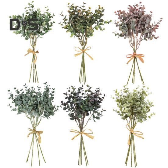 

5 шт./компл. поддельные листья эвкалипта, не засохшие, настоящие на ощупь, очаровательные искусственные цветы без полива серый белый