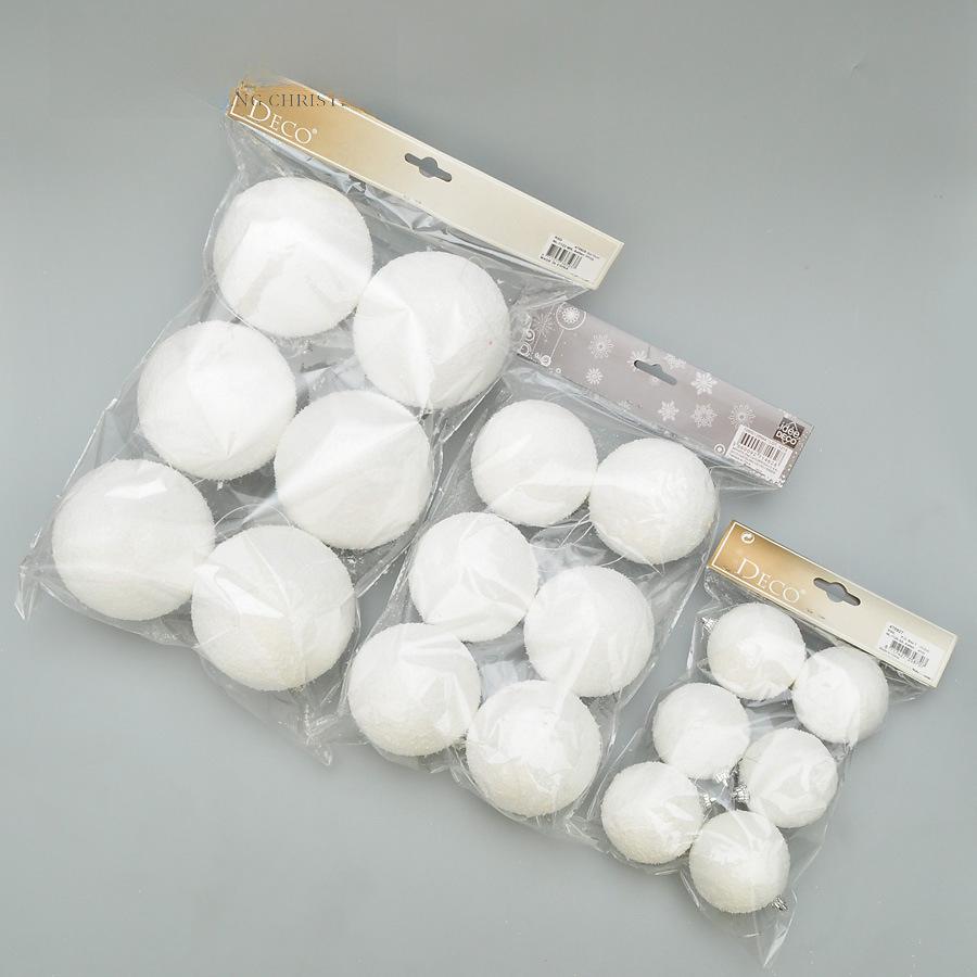 White Foam Christmas Snowball Ornaments (4-10cm) for Tree Decoration