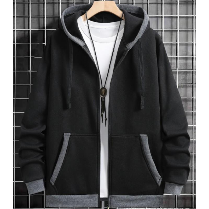 Men's Thickened Hooded Cardigan for Fall/Winter; Youth Zipper Casual Jacket