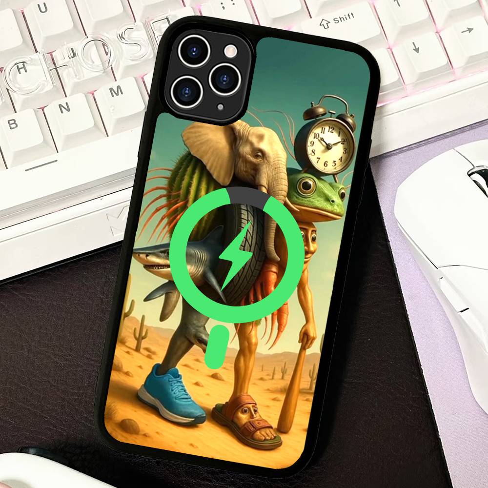 Italian Brainrot Tung Tung For Magnetic Wireless Phone Case For IPhone 17 16 15 14 Plus 13 12 11 Pro Max