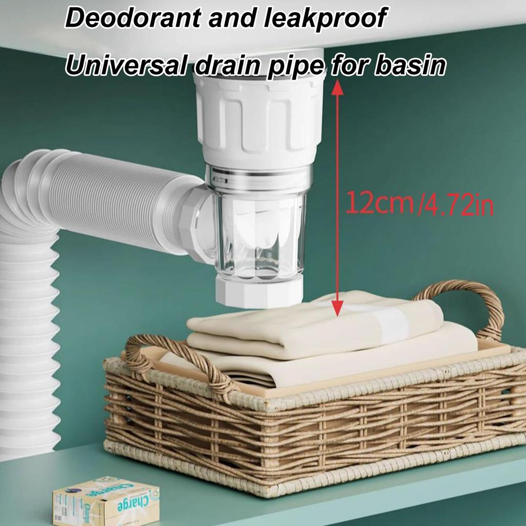 Telescoping Anti-Odor Drain Pipe Drain Hose Anti-Odor Bathroom Sink Drain Outlet Seamless Connection Adjustable Wash Basin Sink