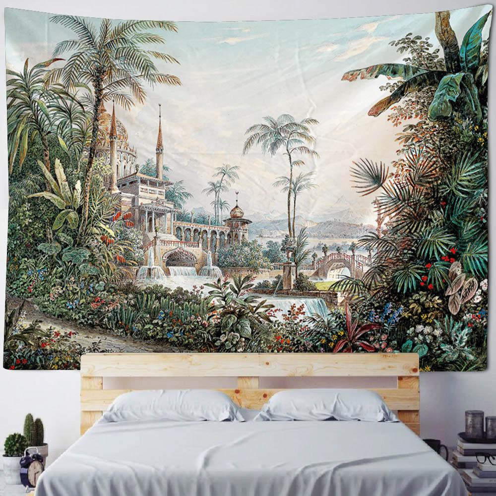 Tropical Plant Tapestry Cactus Wall Hanging Painting Nordic Style Bedroom Fabric Background Decoration Home Sofa Mat Bed Sheet