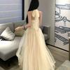 French Temperament Mesh Tube Top Neck Dress Women's Summer Seaside Vacation Style Waist Birthday Dress Long Dress