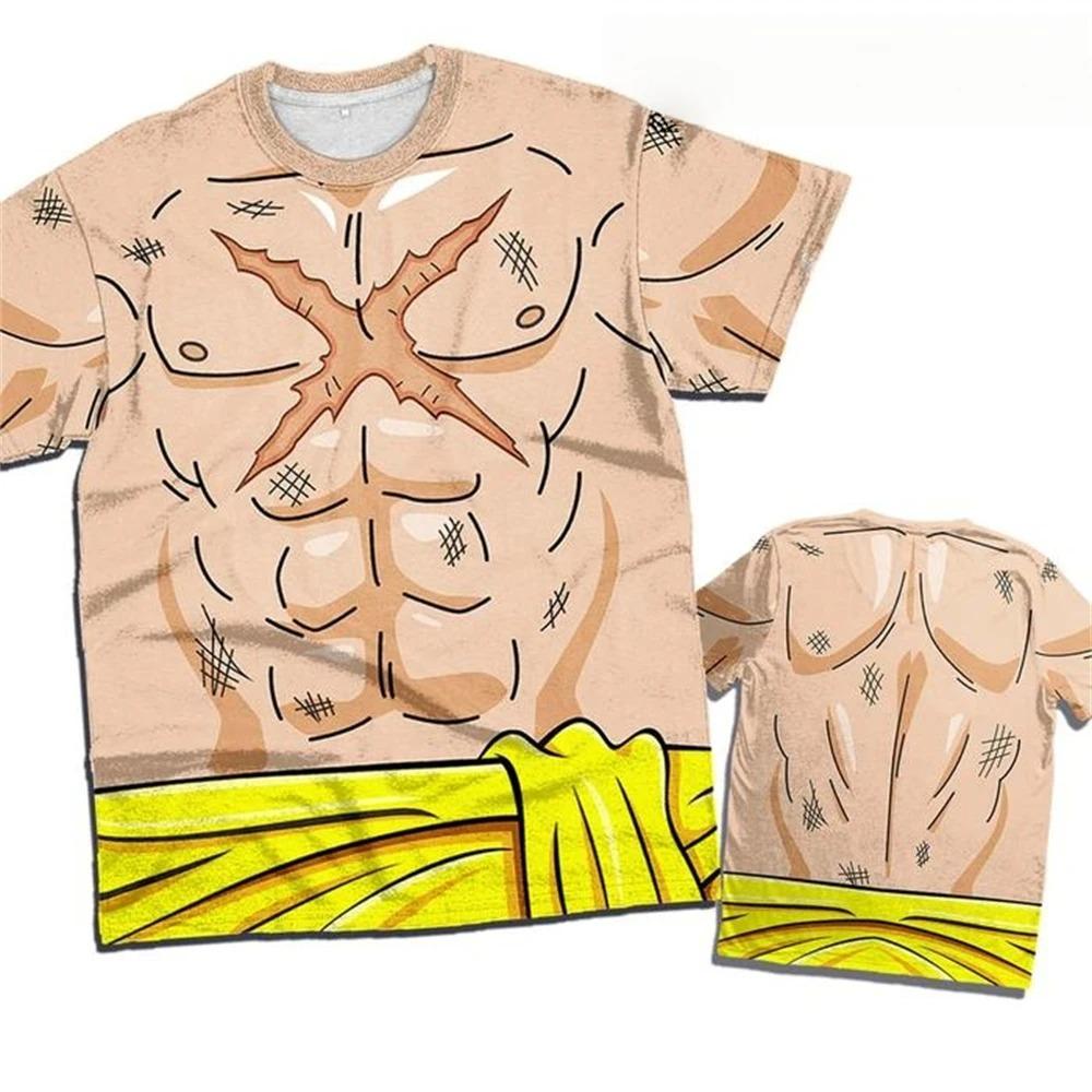 Anime One Piece Luffy Summer Cosplay T-shirt Oversized 3D Adults Children Multifunctional Cosplay Tops Clothing 4XL