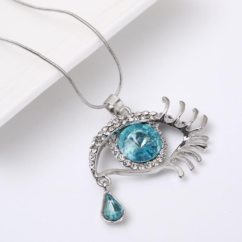 

Exaggerate Accessories Magic Eye Crystal Tears Sweater Chain Female Necklace & Pendants Long Necklace зелений
