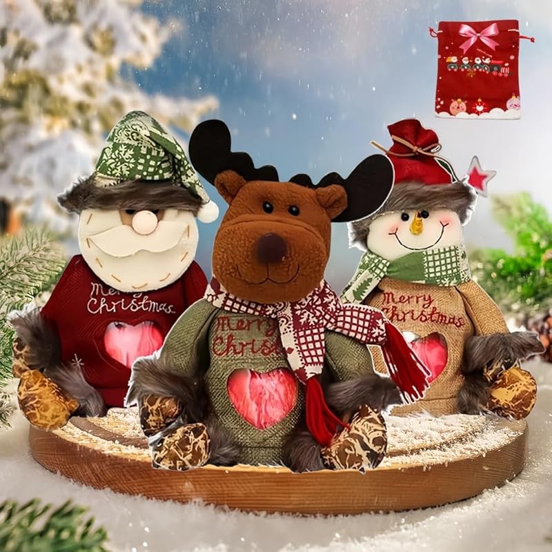 

Christmas Gift Bags Zipper Design for Gifts Apples Candy Reusable Adorable Christmas Gift Bags for Party and Festival Decor Sets