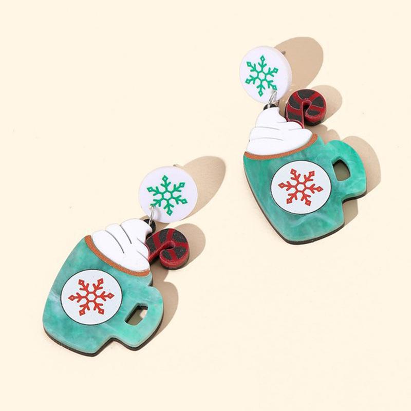 Festive Red Bow & Silver Needle Christmas Heart Hoop Earrings for Women