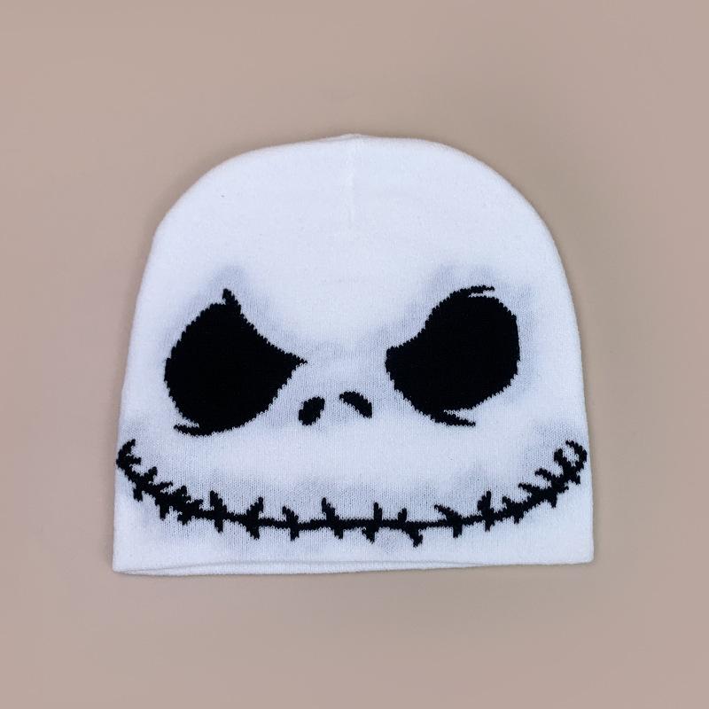 Dark Series Punk Skull Knitted Hat Men S And Women S Warm Hip Hop Street Fashion Pullover Hat 54-60cm белый