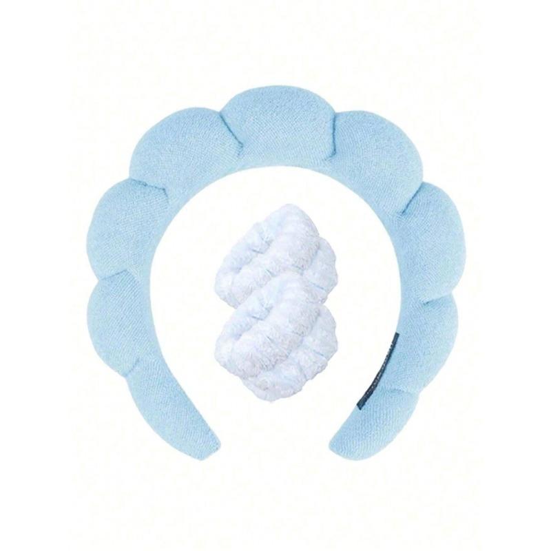 Solid Bath Headband & Bath Wrist Band Set Home Bathroom Decor Fall Decor Back To School Hair Accessories