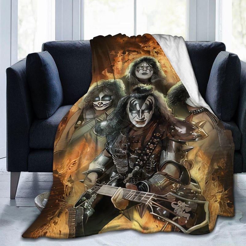 KISS Rock Band Pătură imprimată 3d Pătură de flanel Pătură super moale din lână Pătură caldă pentru dormitor, canapea, canapea, cadouri