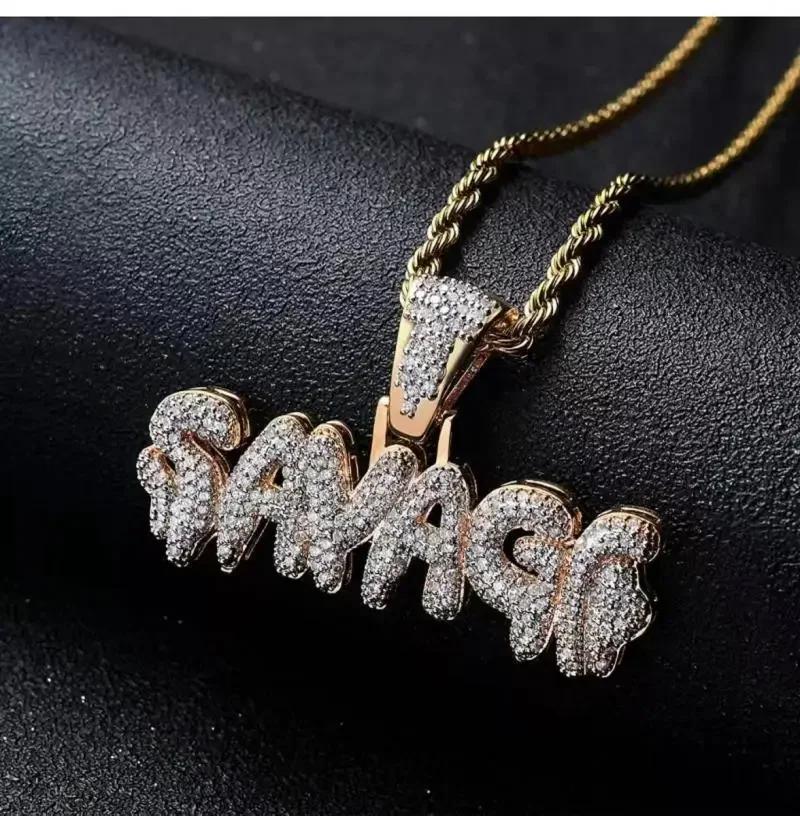 Hip Hop Ice Out Alphabet Savage Pendant Necklace Cool Men Women Hip Hop Rock Rap Jewelry Gifts