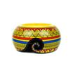 Ceramic Attractively Hand Painted Gorgeous Stoneware Yarn Ball Storage Bowl with Innovative Dispensing Curl  (African Yellow, Medium)