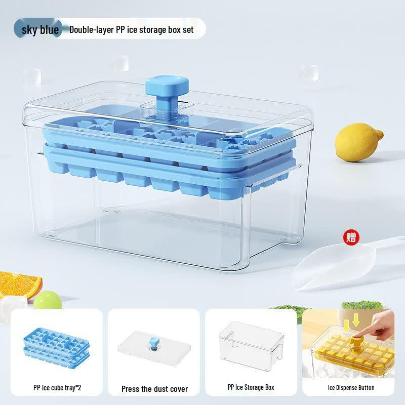 Press-Type Ice Cube Maker with Storage Bin