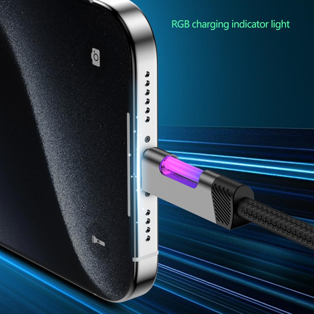 RGB Fast Charging Cable 100W 6A USB Type C Charge Cable with RGB Ambient Light