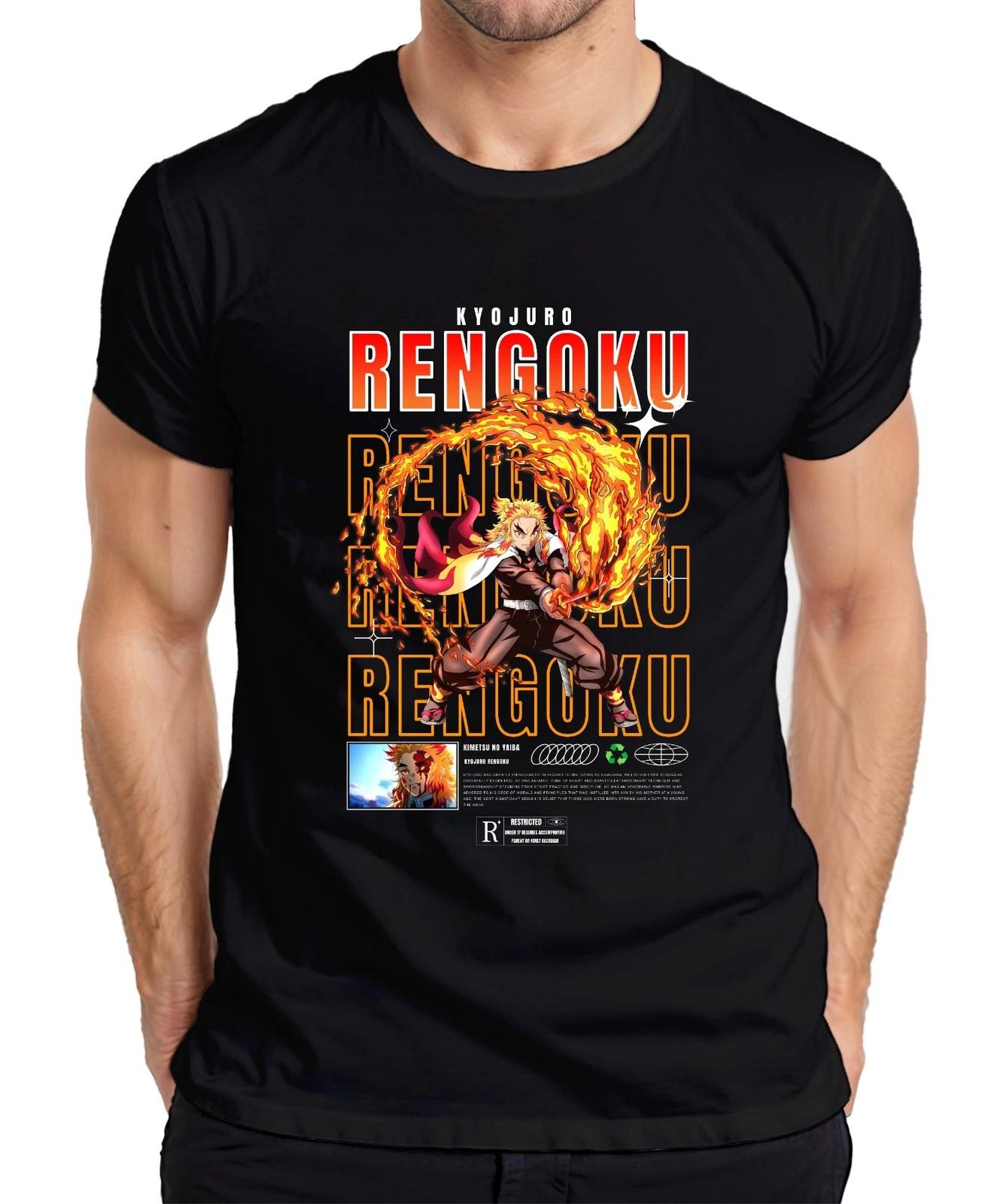 Rengoku Kyojuro Kimetsu no Yaiba Flamme Hashira Anime Geschenk Herren T-Shirt XXXXL