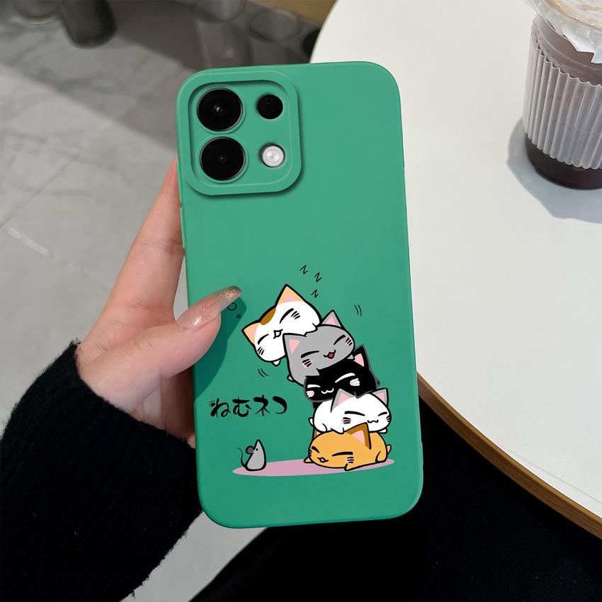 For Oppo K13 Realme 5 6 7 10 8 9 Pro Plus A5X A5 Phone Cases Candy Color Cute Cat Patterns Liquid Silicone Upgraded Shockproof Housing For Oppo Covers