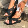 Summer 2023 New Sandals Women's Wedges Stitched Breathable Slippers Velcro Women's Shoes