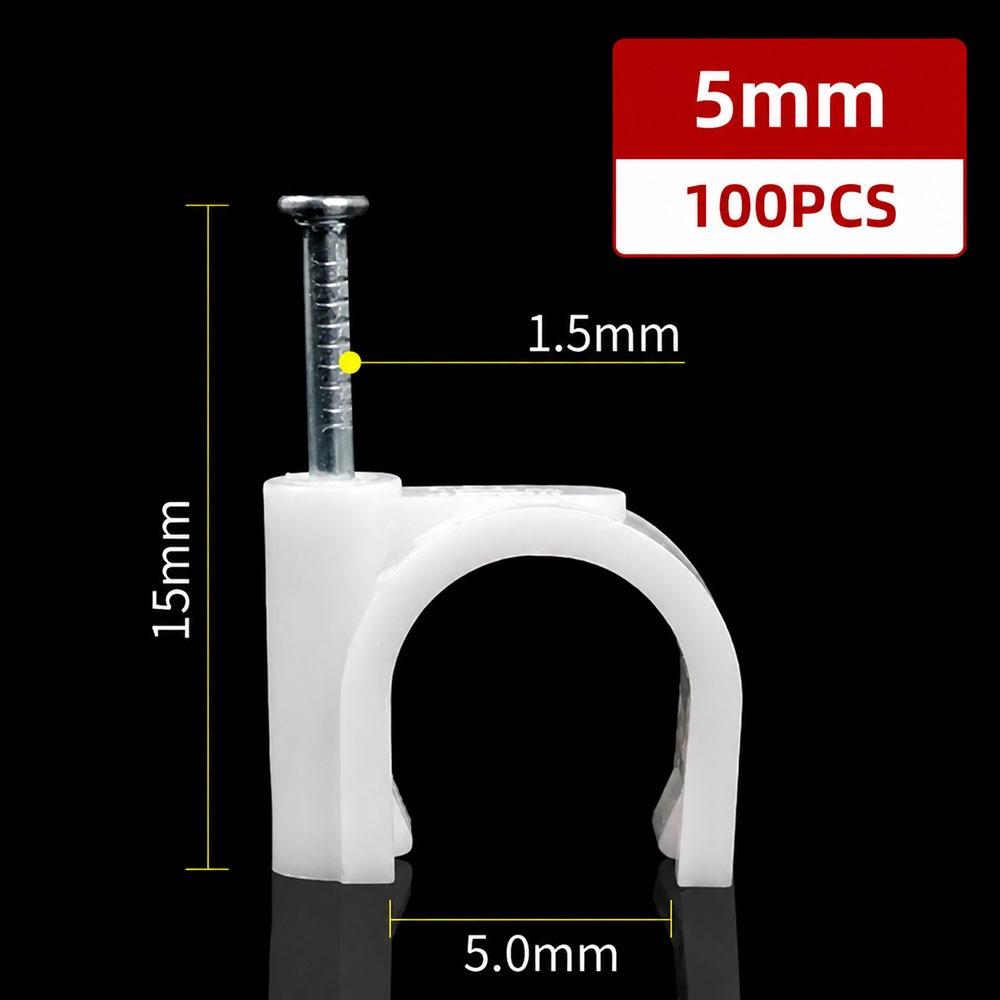 100Pcs Steel Nails Cable Clips 4-20mm Cable Tacks Durable Nail In Cable Clips  for Ethernet Cable