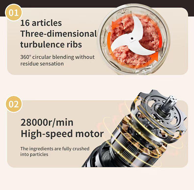 Portable Wireless Electric Meat Grinder & Garlic Masher - Mini Automatic Blender for Baby Food Processing