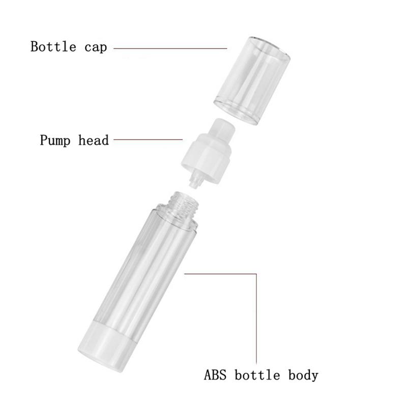 15 ml/30 ml/50 ml/80 ml/100 ml Airless-Lotionscreme-Pumpflasche, nachfüllbar, leer, durchsichtig, Reisebehälter, Flüssigkeitsvakuum-Pressglas