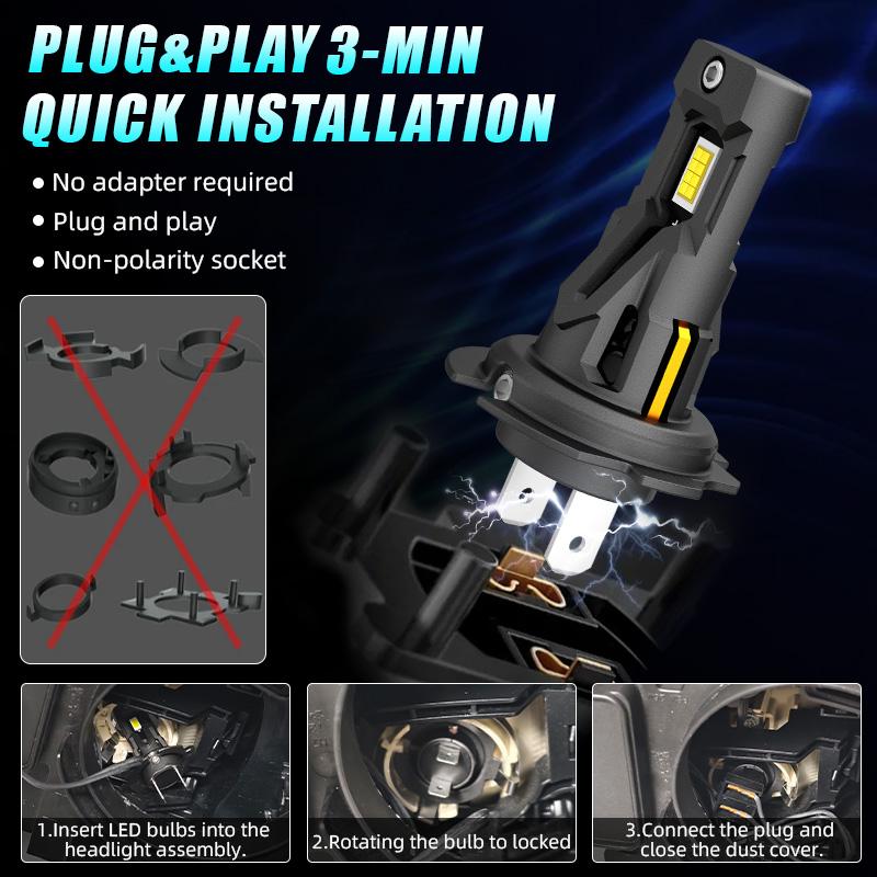 H7 LED 300W Mini H7 LED Headlight Bulb 60000LM CSP 6000K H4 H11 9005 9006 9012 Turbo LED Car Headlamp Wireless Diode Lamp 12V