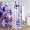Watercolor Floral Pattern Bath Flowers Butterfly Greening Plants Natural Home Decoration Bathroom Shower Curtain