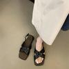 French Vintage Versatile Cross with Open-toed Flat Sandals Women's Summer 2025 New Seaside Beach Roman Shoes