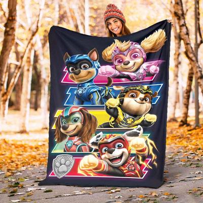 1pc Paw Patrol, Heroes Theme Design Flannel Blanket - 3D Printed Soft Warm, All-Season Lightweight Throw for Camping Travel Bed-080750