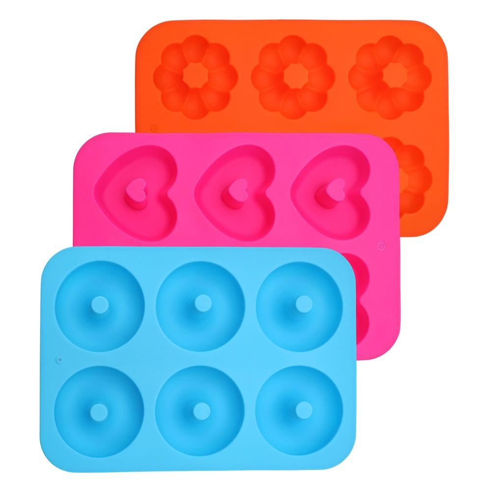 3PCS Silicone 6-Cavity Donut Baking Pan Soft Bread Mold Household Dessert Mold  Cake