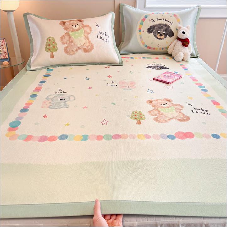 2026 Summer A-Class Cartoon Ice Silk Baby Crib and Dorm Mattress - Soft, Machine Washable Cool Mat