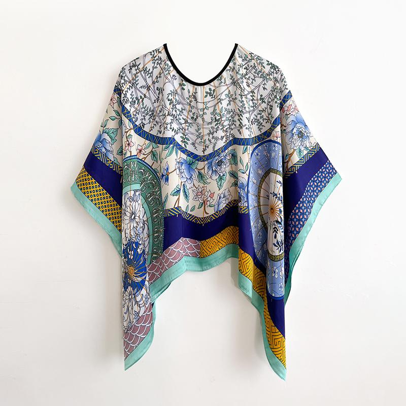 

110 см квадратные шали летние пляжные сексуальные женские модные принты шелковые халаты блузка солнцезащитный крем удобное пончо новый