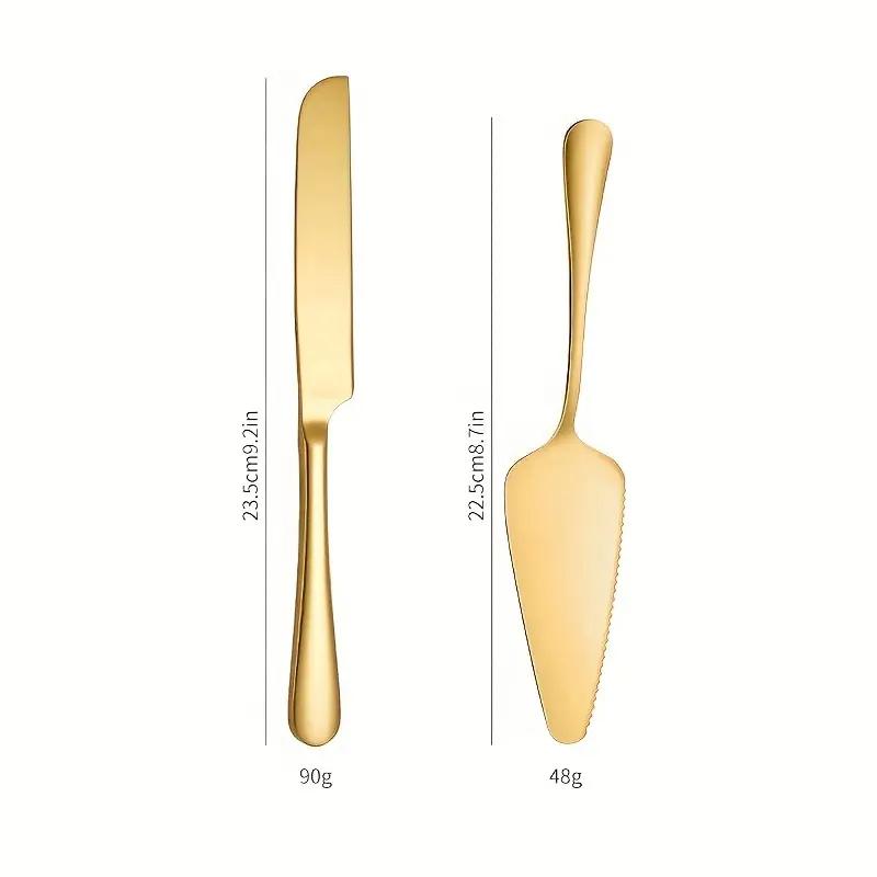 1set/2pcs Stainless Steel Cake Shovel Server Set Western Cheese Bread Knife For Baking Cake Wedding Birthday Celebration