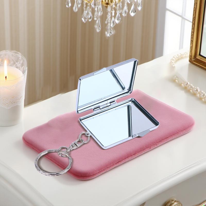 Yuvarlak Kalp Oval Kare Şekli Çift Taraflı Kozmetik Ayna Metal Katlanır Anahtarlık Makyaj Mini Ayna