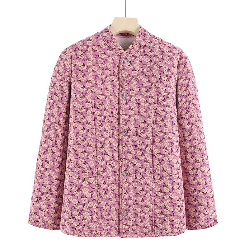 Hřejivý bavlněný kabát s podšívkou ze sametu pro ženy středního a staršího věku: Zimní volná bunda s ochranou pasu z velbloudí vlny