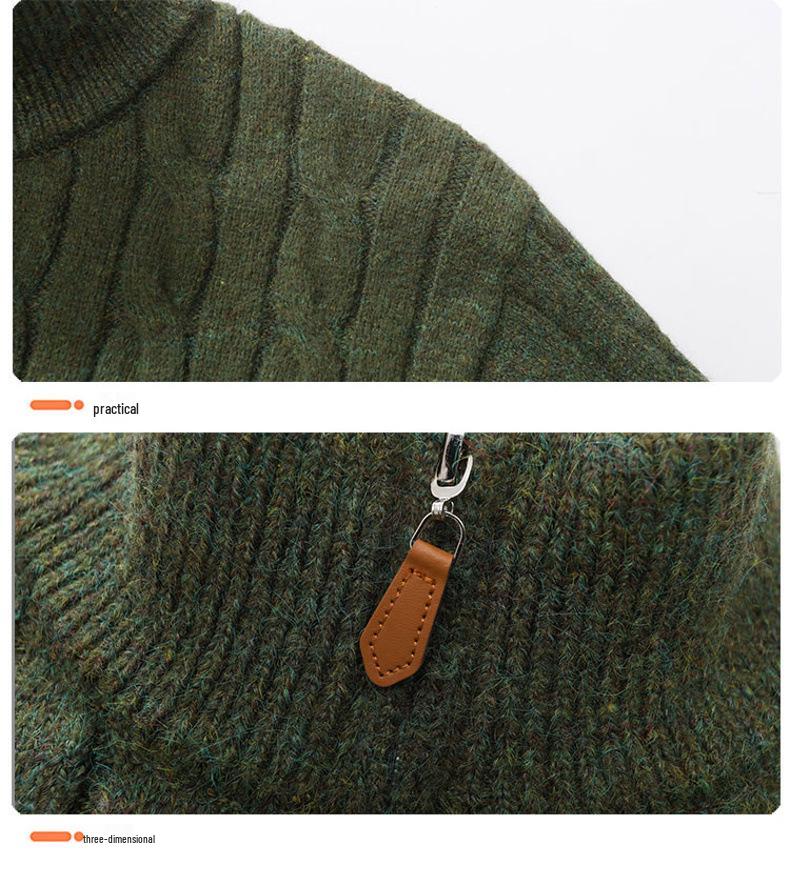 Men's American Retro Cable Knit Half-Zip Sweater - Winter Trendy Casual POLO, Lazy Style for Couples.