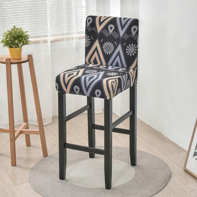Elastic Short Chair Furniture Cover Spandex Fabric Printed Bar Stool Seat Covers Chair Protector Slipcovers For Cafe Dining Space Kitchen Washable