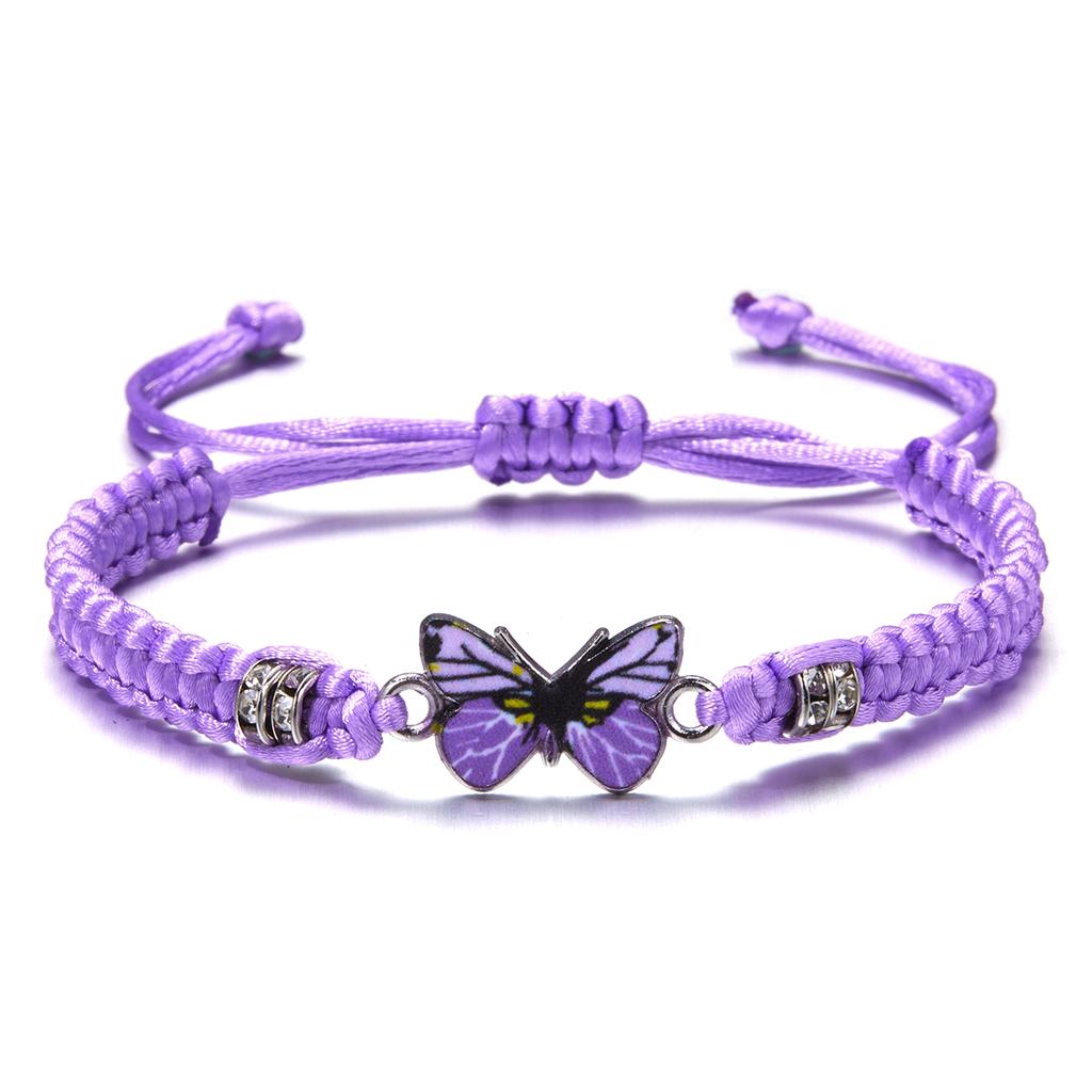 Bohemian Butterfly Handmade Braided Rope Bracelet for Women Girls Dainty Butterfly Adjustable Woven Chain Party Jewelry Gift