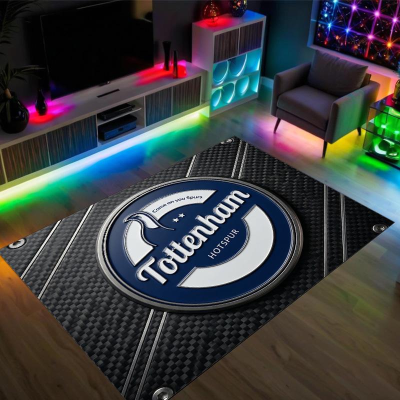 Tottenham Hotspur Design Crystal Velvet Carpet Cozy Non?Slip Printed Rug For Bedroom Living Room Entrance