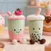 Adorable Pink Latte Matcha Green Milk Tea Cup Pillow Plush Toy with Small Pearl Detail Cute Funny Doll Decoration for Home