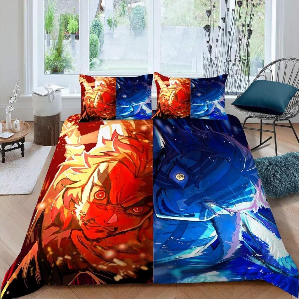 Anime Girl Three-Piece Quilt Cover 3D Digital Printing Bedding Set Bed Cover
