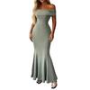 Elegant Off,shoulder Short,sleeved Color Dress For Women