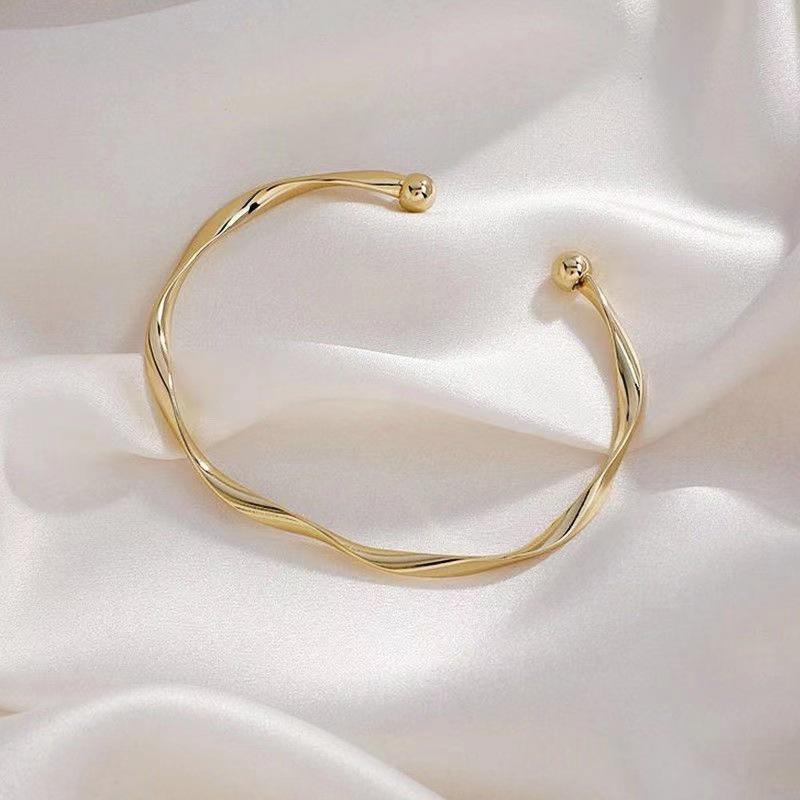 Open Adjustable Mobius Smooth Bangles Cuff Bracelets For Women Girls Wedding Jewelry Simple Wrist Bangles Gift