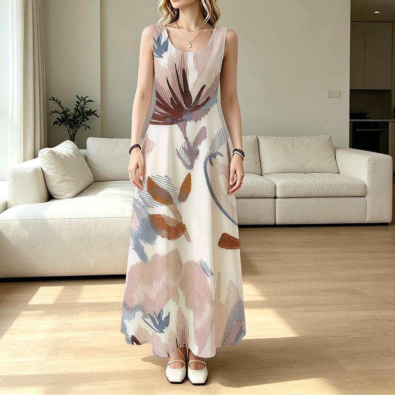 Bohemian A-line Maxi Dress Sleeveless,Lightweight & Flowy,Elegant Summer Dress for Daily Casual & Vacation