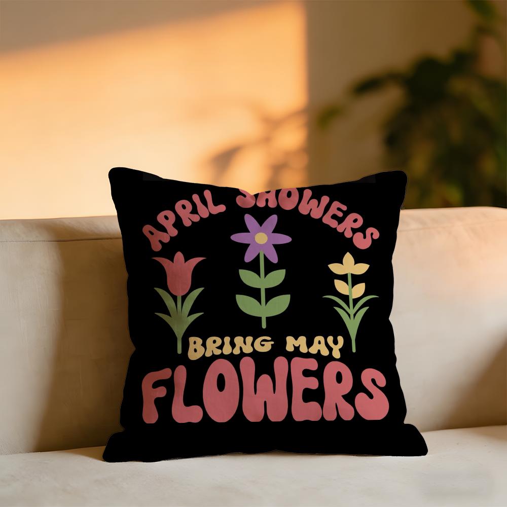 Retro Script Vintage Cushion Cover Cozy Velvet Throw PillowSoft Warm Cushion For Sofa  Bed