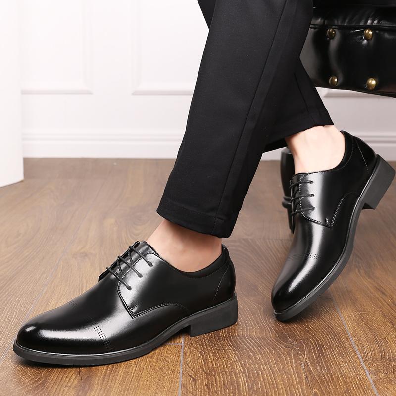 Formal Height Increasing Shoes Man Taller Elevator 6CM Invisible Insole For Men Heighten Increased Oxfords Business Lift