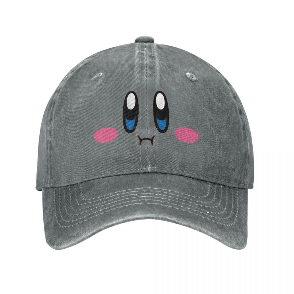 Classic Kirbys Angry Baseball Cap Unisex Distressed Cotton Snapback Hat Cartoon Game Outdoor All Seasons Travel Caps Hat